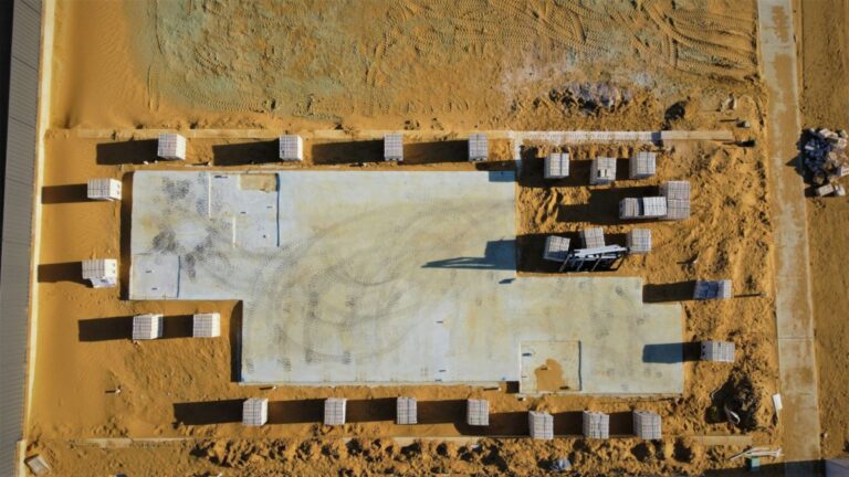 Photo of poured foundation for a building